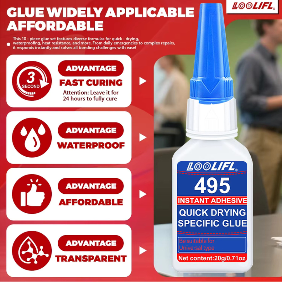 7 Stück LOOLIFL Superkleber Set, professioneller transparenter Cyanacrylat-Kleber für Kunststoff, schnell trocknend und geruchlos - Bild 5