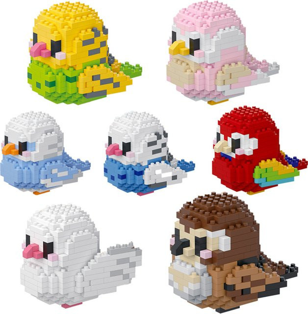 Doubuilt DIY 3D-Mini-Diamantblöcke, Tierwelt, graues Papageien- und Nymphensittich-Bauset - Bild 1