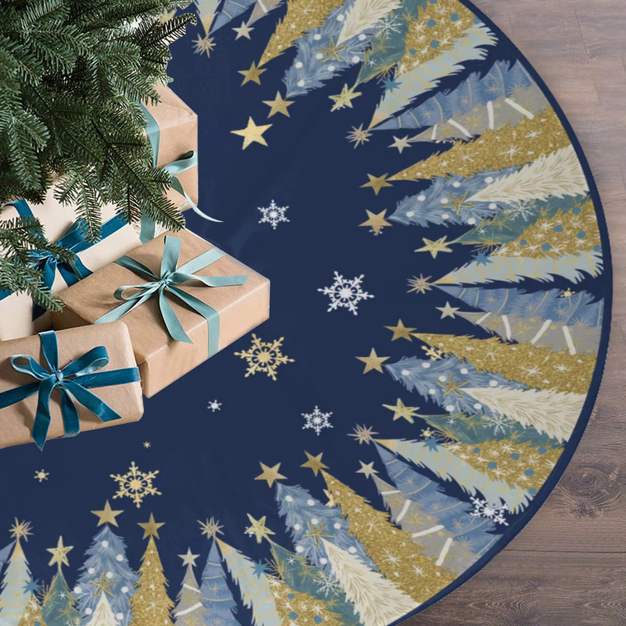 Blaues VIKAMA Weihnachtsbaumkleid mit Sternen für Weihnachts- und Neujahrsdekorationen im Landhausstil - Bild 4