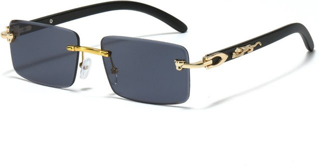 Rechteckige Sonnenbrille, randlos, Unisex, braun - Bild 1