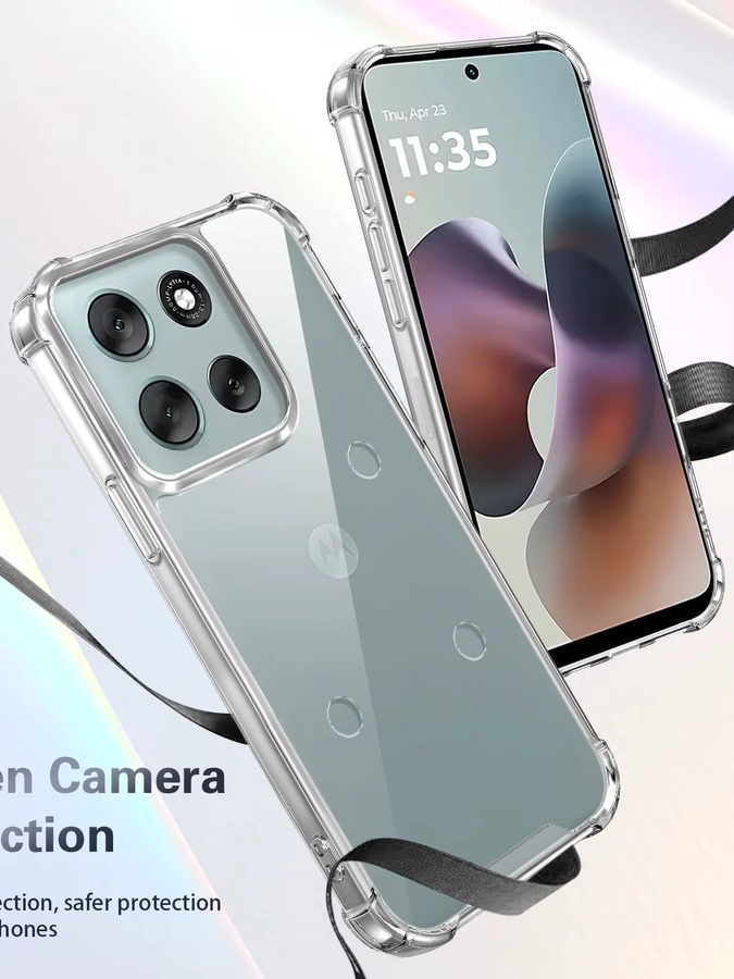 Motorola Thinkphone 25 5G Hülle, stoßfeste Silikon-Stoßstange mit Luftkissen, transparent matt, Rückseite mit Hartschale - Bild 4