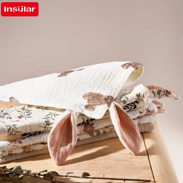 Insular Musselin Baby-Spucktücher mit Cartoon-Print in Pink und Multicolour, weiche Waschlappen und Lätzchen für Neugeborene und Kleinkinder - Bild 1