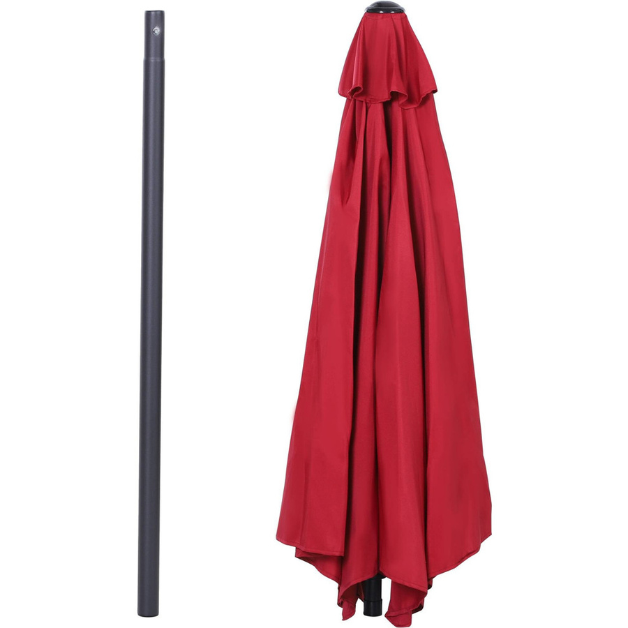 Outsunny Marktschirm Sonnenschirm aus Aluminium und Polyester in Rot, Höhe: 235 cm, Durchmesser: 260 cm - Bild 3