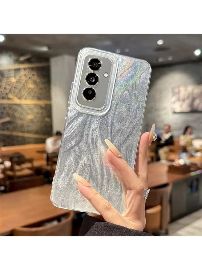 EUCAGR Luxus Laser Silber Gradienten Handyhülle für Samsung Galaxy S25 Ultra, S25 Plus und S25 FE mit harter Rückseite - Bild 3