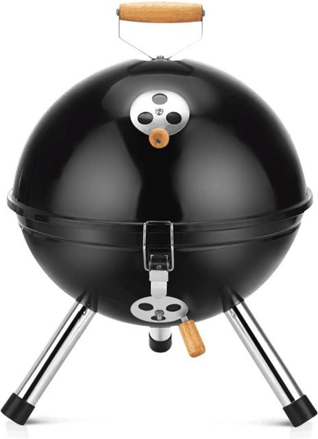 Relaxdays Holzkohlegrill Kettle aus Stahl in Schwarz und Silber, tragbar und klappbar, Durchmesser: 30,5 cm - Bild 1