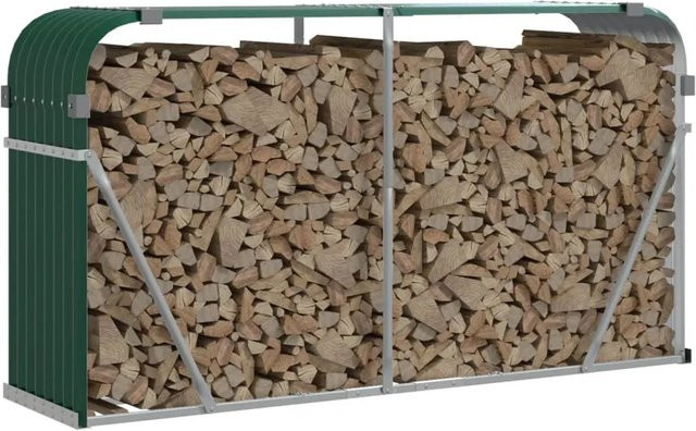 vidaXL Kaminholzunterstand aus verzinktem Stahl in Grün, B/T/H: 180 x 45 x 100 cm - Bild 1