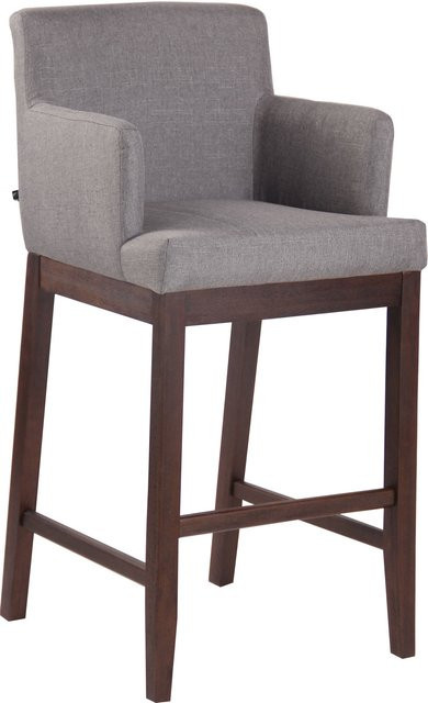 TPFLiving Barhocker Laren mit Holzgestell in Antik Dunkel und grauem Stoff, H: 110 cm, B: 57 cm, T: 56 cm - Bild 1