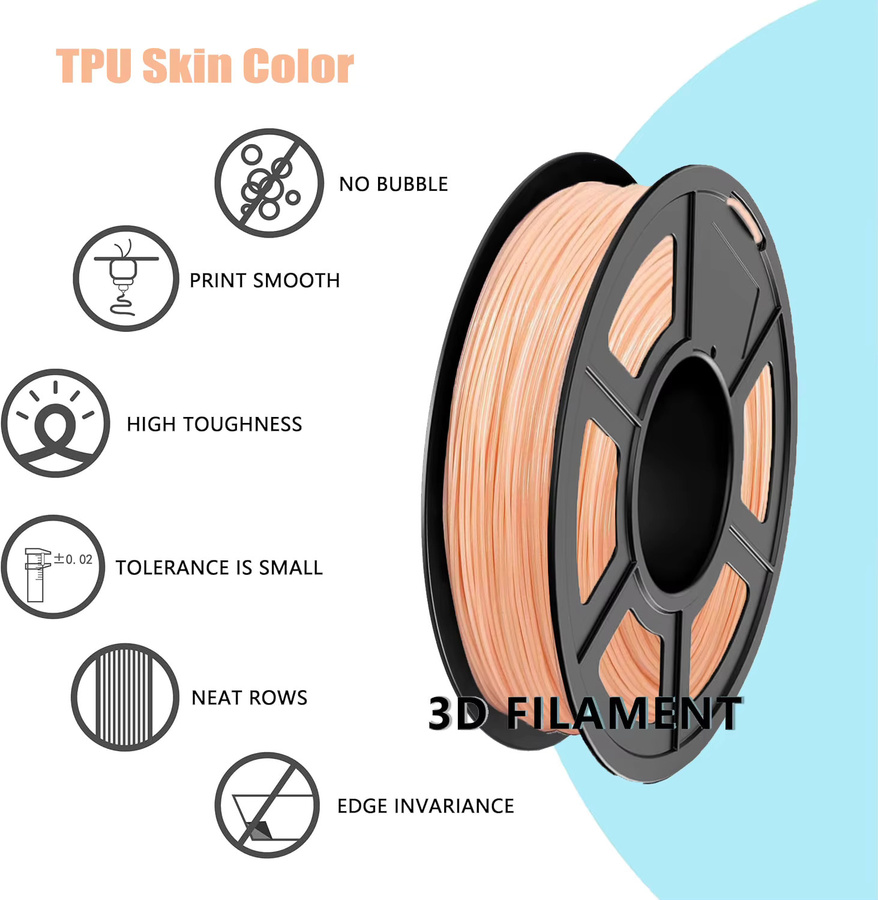 DINGSUN TPU-Filament Beige 1,75 mm Durchmesser 250 g Spule für FDM 3D-Drucker - Bild 3
