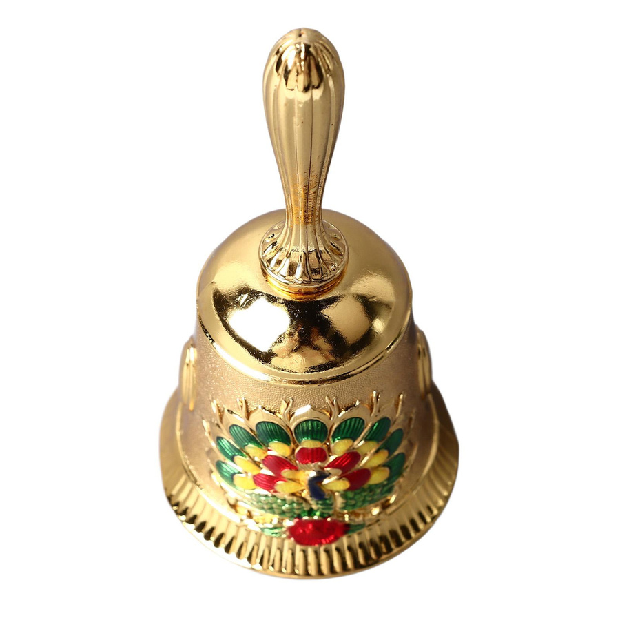 Vintage Handglocke aus Messing in Gold mit geschnitztem Muster im Retro-Stil für Abendessen und Hochzeiten - Bild 1
