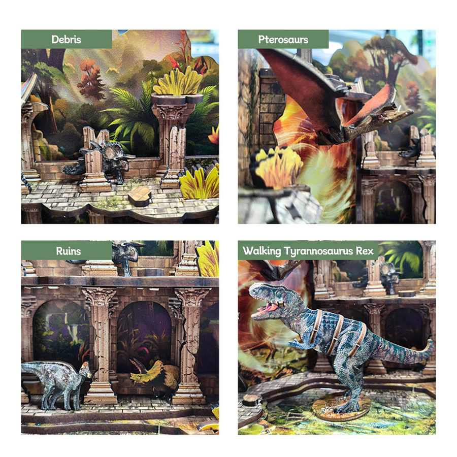 Music Park Dinosaurier-Doomsday-Bücherregal, 3D-Holzpuzzle, mit Beleuchtung - Bild 3
