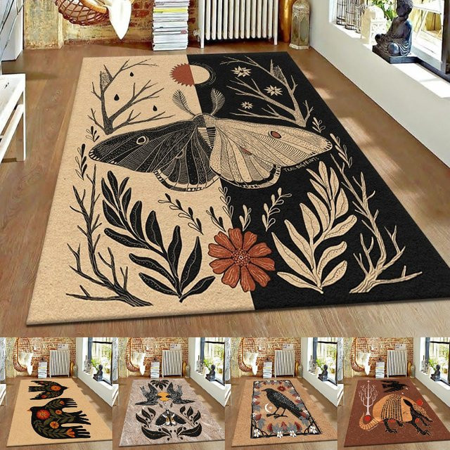 Moderner Teppich mit Schmetterlings-Design in Mehrfarbig für Wohnzimmer und Schlafzimmer - Bild 1