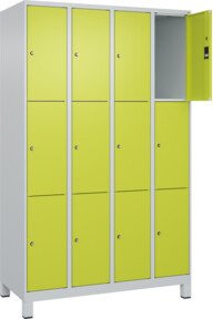 C+P Schließfachschrank Classic PLUS mit 4 Abteilen und Füßen, Farbe Viridingrün, B/T/H: 120 x 50 x 195 cm - Bild 1