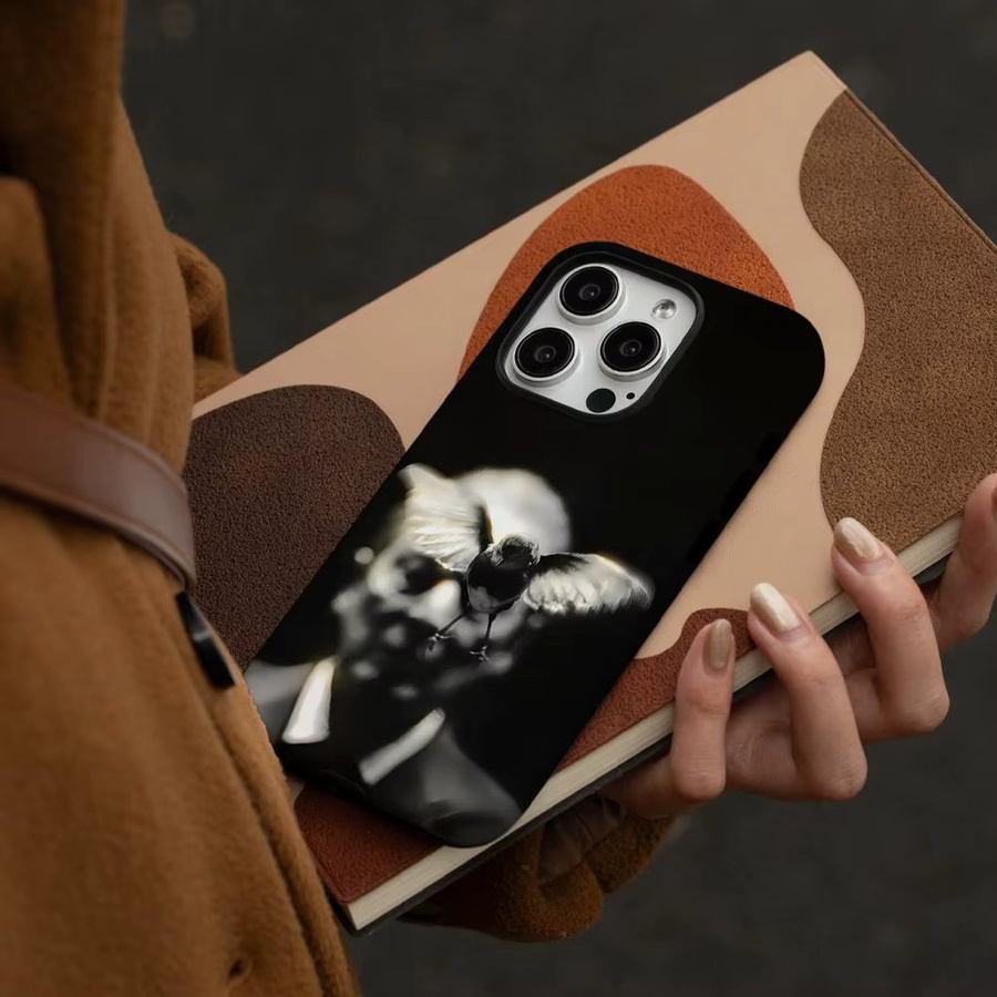 Band W-Wunderhorse Handyhülle für iPhone 17 16 15 14 13 12 Pro Max Plus in Schwarz oder Weiß mit glänzender HD-Doppelschicht-Flüssighartschale - Bild 2