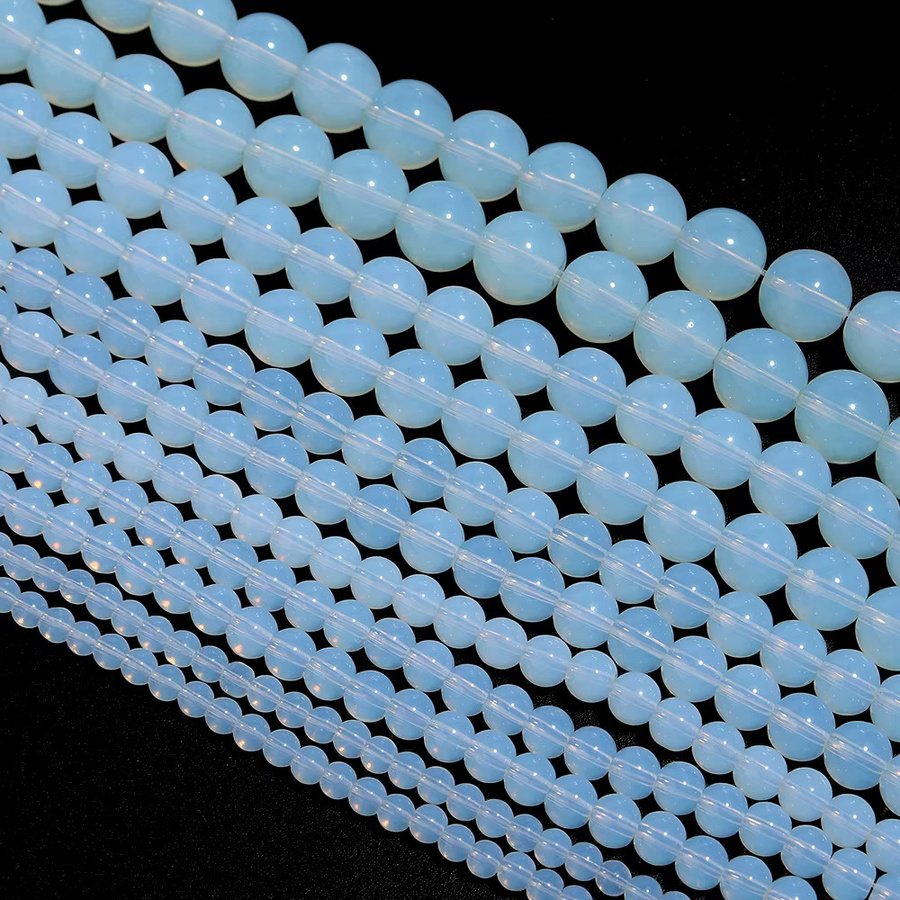 Louleur Opal-Steinperlen, weiß, rund, 4-12 mm - Bild 5