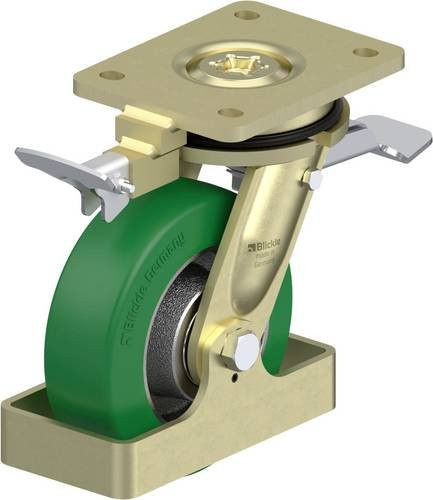 Blickle Schwerlast-Lenkrolle LS-GST 150K-ST-RI4-FS in Silber und Grün mit 150 mm Rad-Durchmesser und einer Tragfähigkeit von 570 kg - Bild 1