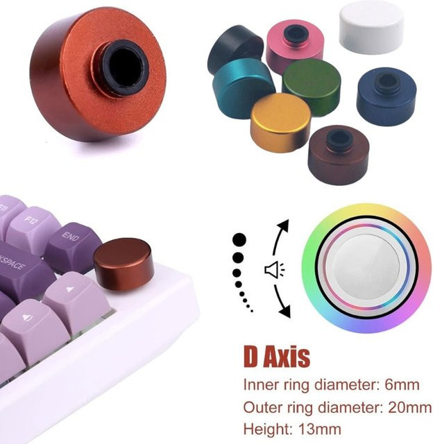 Yesido Metallknopf in 7 Farben für mechanische Tastaturen zur Lautstärke- und Helligkeitseinstellung, Tastenkappe für F75 und IK75 Gaming-Tastaturen, Schwarz und Multicolour - Bild 1