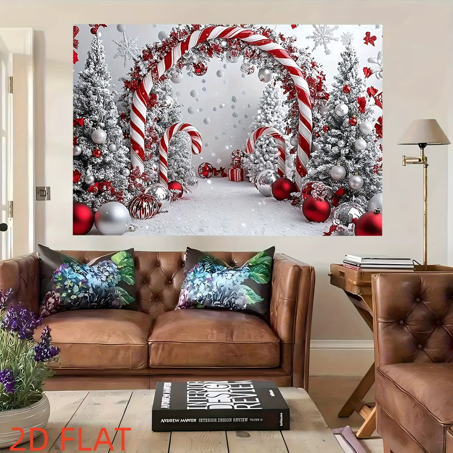 VIKAMA Weihnachts Wandteppich mit Zuckerstangen-Motiv als Wandbehang für deine Weihnachtsdekoration - Bild 2