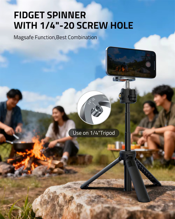 CAMOLO Doppelseitiger magnetischer Handyhalter mit flexiblem Spinner für iPhone 17–12 und Android-Smartphones als Schreibtisch- und Fitnessstudio-Halterung - Bild 4
