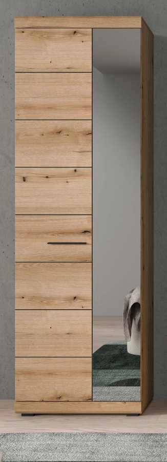 Inn.Furn Garderobenschrank Shawn Evoke Eiche, Schuhschrank mit Spiegel und Kleiderstange, B/T/H: 62 x 37 x 197 cm - Bild 1