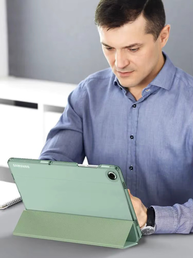 Smart-Cover Schutzhülle für Samsung Galaxy Tab A9+ und A11+ Plus 2022/2023, 11 Zoll, mit harter PC-Rückschale, Schwarz und Grün - Bild 3