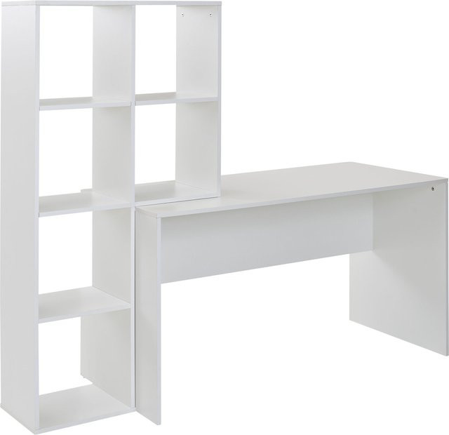 Moderner Computer-Schreibtisch in Weiß mit mattem Finish, B/H/T: 170 x 143,5 x 59 cm - Bild 1
