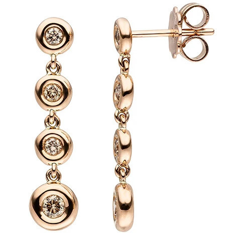 Colfem Ohrhänger 585 Rotgold, 8 braune Diamanten, Damen - Bild 1