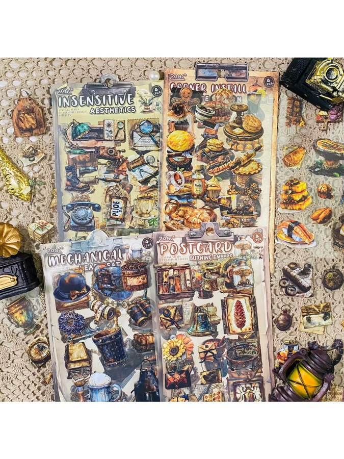 Journamm Vintage-Aufkleber aus Papier, 4 Blatt handgefertigte dekorative Papierkunst in Multicolour für Scrapbooking und Notizbücher - Bild 3