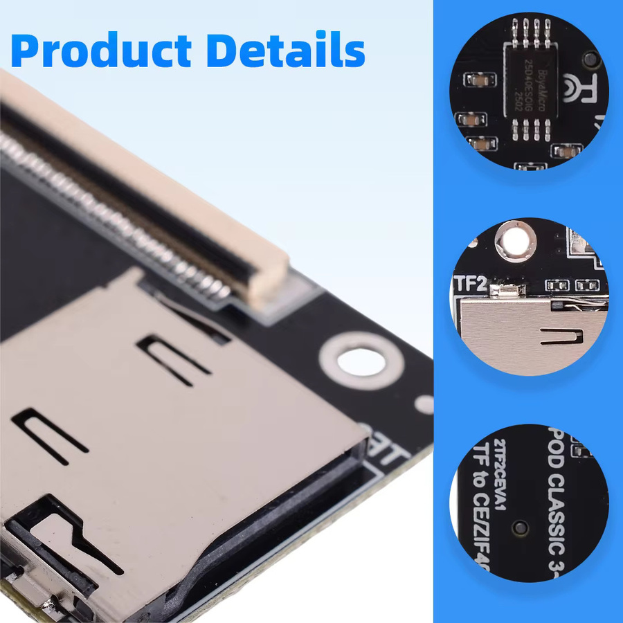 SPEEDIER Dual-TF-zu-CE-Adapter Festplatten-Flexkabel für iPod Classic 6. und 7. Generation A1238, iPod Video 5. und 5.5. Generation A1136, SSD, Schwarz - Bild 2