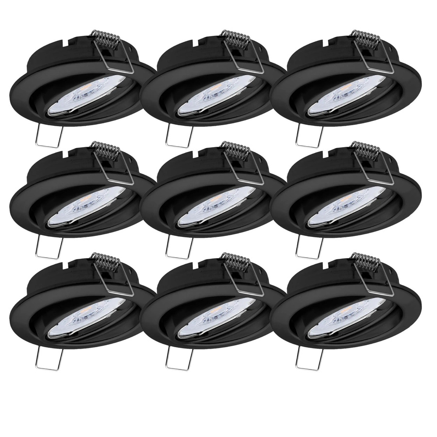 Oktaplex 9er Set Einbauspot Dijon Schwarz mit schwenkbarem LED Modul, Neutralweiß 4000K, 4,8W, 380lm - Bild 2