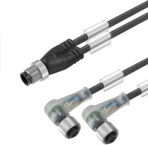 Weidmüller Sensor-Aktor-Steckverbinder M12 Stecker gerade und Buchse gewinkelt, schwarz, Kabellänge: 1,50 m - Bild 1