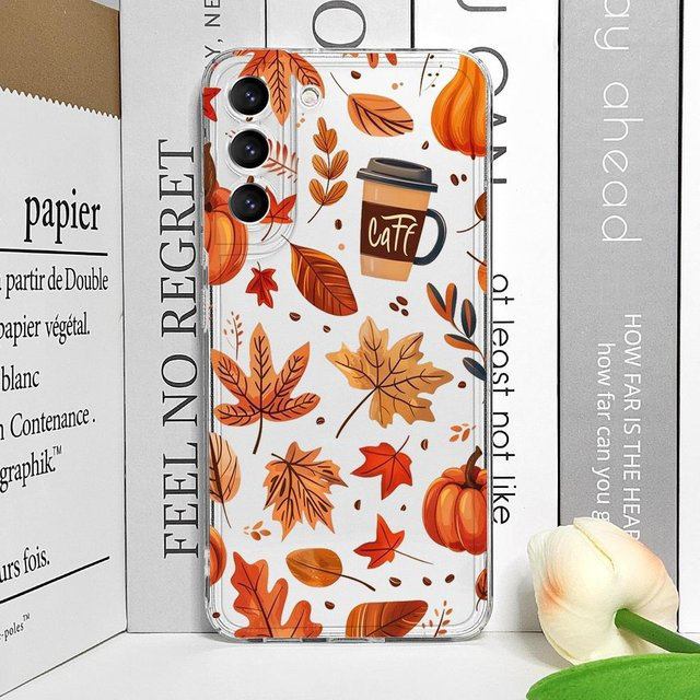 Handyhülle mit Herbst-Design Ahornblatt Kürbis Pilz für Samsung Galaxy A55 A54 A53 A14 A16 A36 A13 A15 A25 A07 5G in Transparent Multicolour - Bild 1