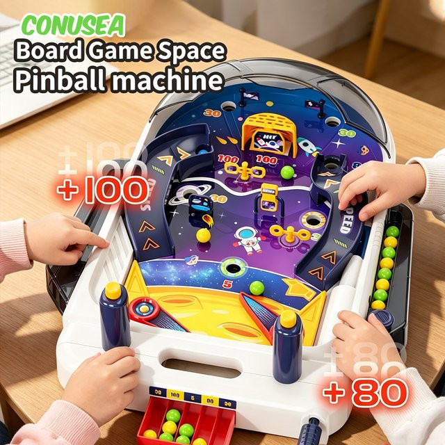 CONUSEA Kinder-Flipperspiel mit Kugelbahn, Weltraum, ab 3 Jahre - Bild 1