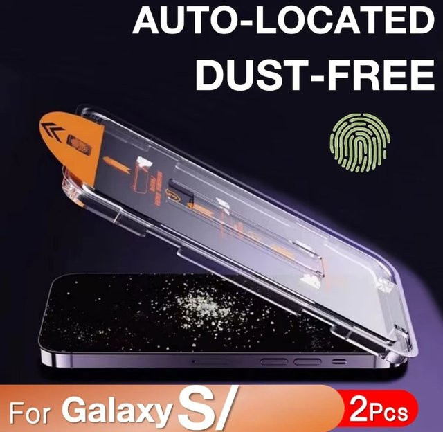 2 Stück Displayschutzfolie aus gehärtetem Glas für Samsung Galaxy S25 S24 Ultra S23 S22 S21 Plus mit automatischer Staubentfernung und einfacher Installation, transparent - Bild 1