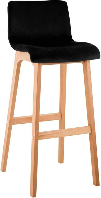 DELUKE Barhocker TENAR aus Samt in Schwarz und Braun mit Lehne, B/T/H: 41 x 46 x 101 cm - Bild 1