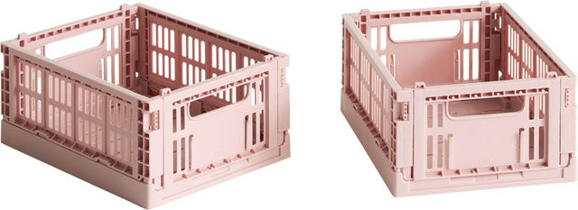 HAY Colour Crate Mini 2er Set Pink stapelbare Kunststoff-Aufbewahrungsboxen - Bild 1