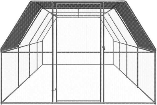vidaXL Außenvoliere für Hühner aus verzinktem Stahl in Silber, B/T/H: 8 x 3 x 2 m - Bild 1