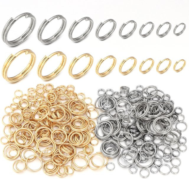 Split Ringe Edelstahl, Gold, Doppel Schleifen - Bild 1