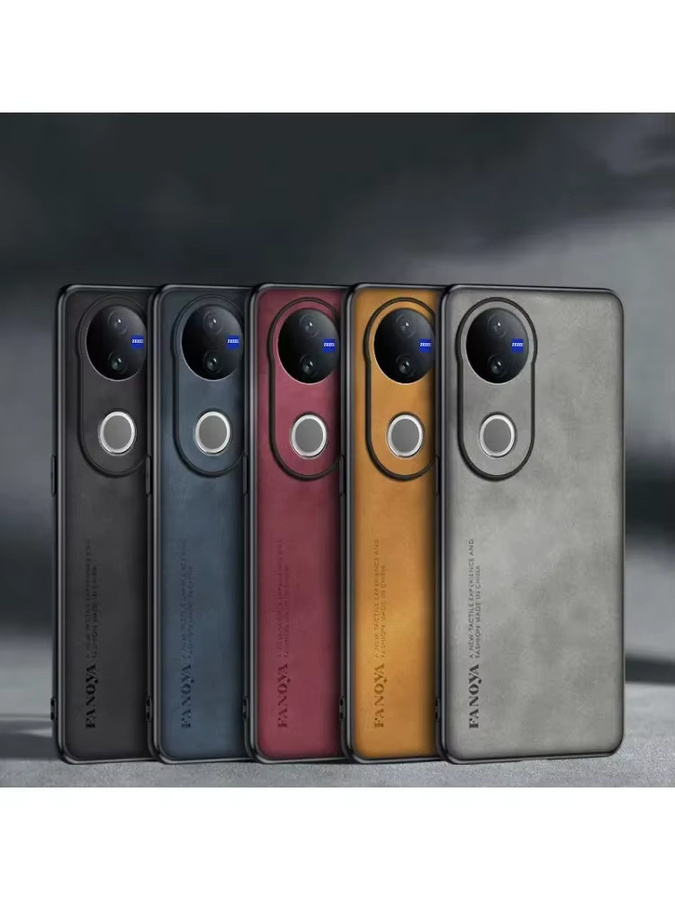 EUCAGR Schaffell PU Leder Silikon Schutzhülle für VIVO V50 Lite 4G 5G in Schwarz - Bild 5