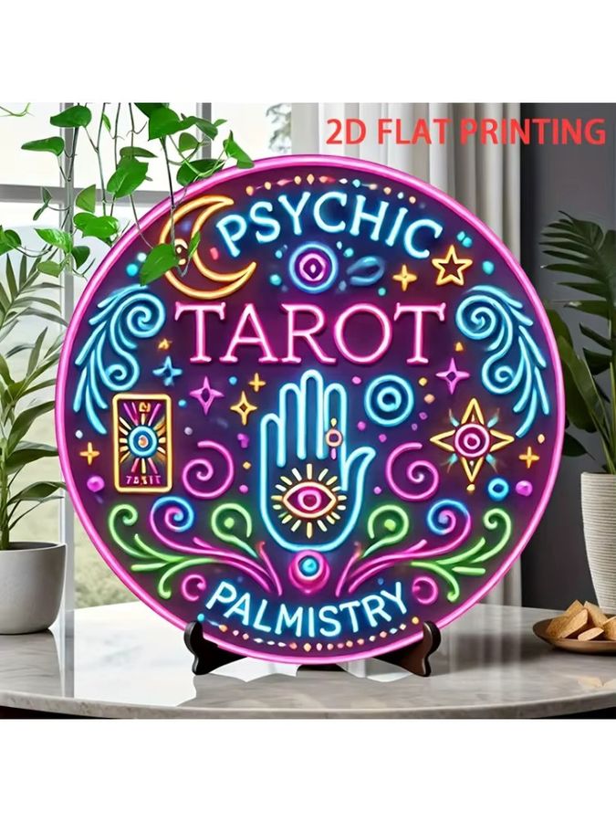 Potdemiel Psychic Tarot & Palmistry Guide Metall-Wanddekoration im Vintage-Stil, multicolor Eisen-Blechschild - Bild 4