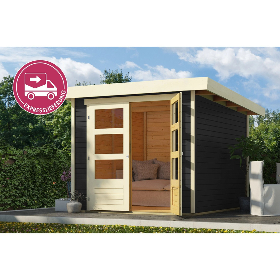 Karibu Express Gartenhaus Speedy A in Terragrau mit Flachdach und modernem Design, B: 213 cm, T: 217 cm, H: 211 cm - Bild 2