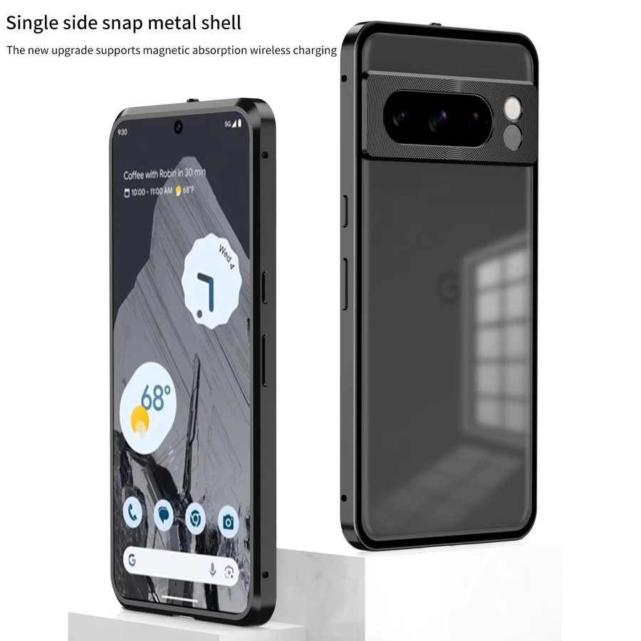Magnetische Handyhülle aus Aluminiumlegierung mit Bumper Frame und matter Rückseite für Google Pixel 7 Pro, 7A, 8 Pro, 8A und Pixel 9 Pro XL in Schwarz oder Silber - Bild 6