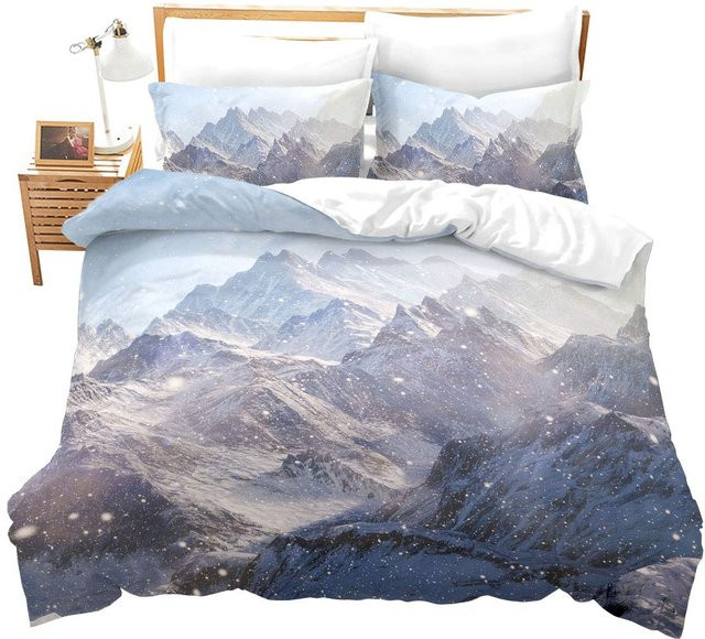 Lodestar Bettwäsche Set Schneeberg Eisberg Naturlandschaft aus Mikrofaser, B/H: 135 x 200 cm, Blau - Bild 1