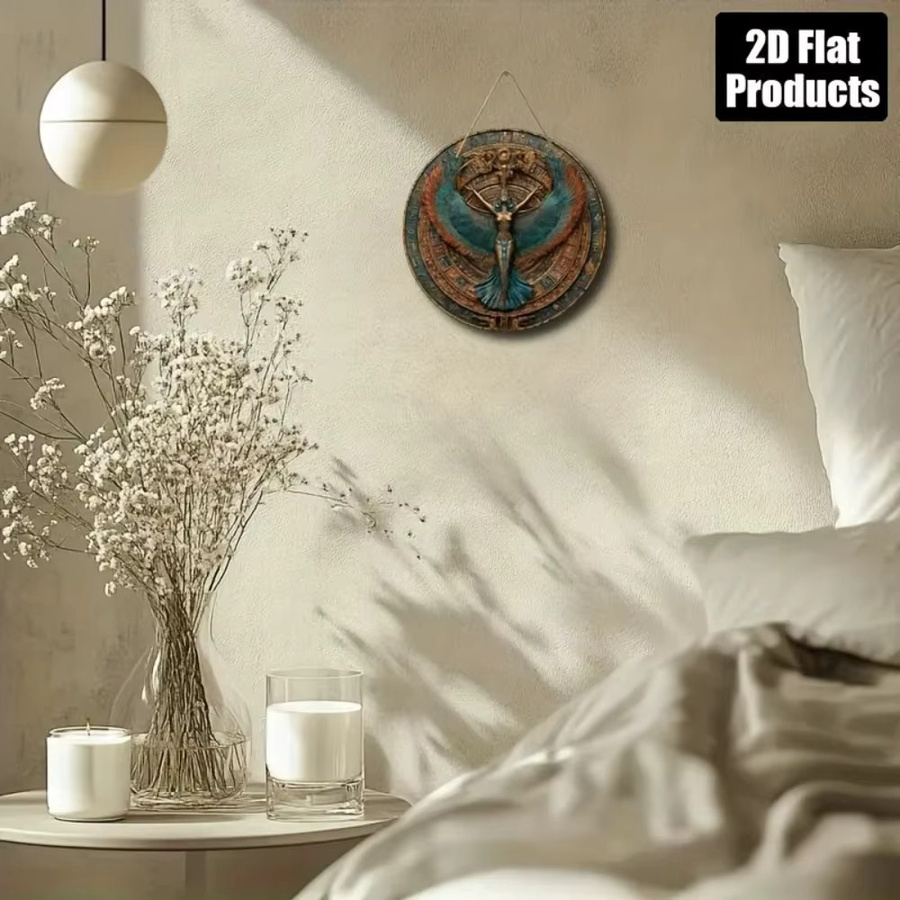 Runde Holz-Wanddekoration von CIFBUY mit ägyptischem Thema in Multicolour, Durchmesser: 20 cm - Bild 3