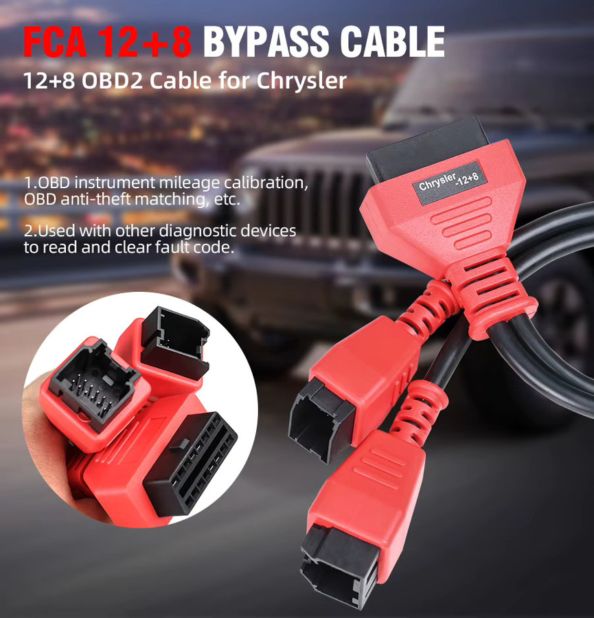JFIND OBD2 Adapterkabel Bypass SGW für Chrysler, Jeep, Dodge und Fiat, kompatibel mit Autel DS808, IM608, MaxiSys und Launch X431, Farbe: Rot - Bild 2
