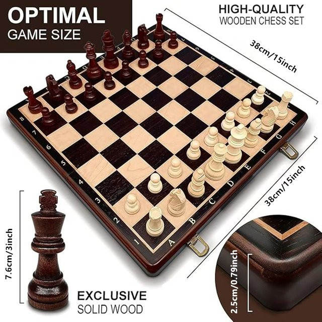 Yernea Schach, Schachspielbrett aus Holz, Schwarz - Bild 1