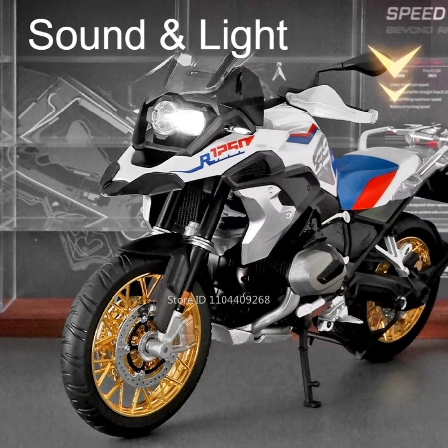 RMZ city R1250 GS RR1000 Motorrad Modell Spielzeug, 1:9, Metall, Weiß, Bunt / Mehrfarbig - Bild 5