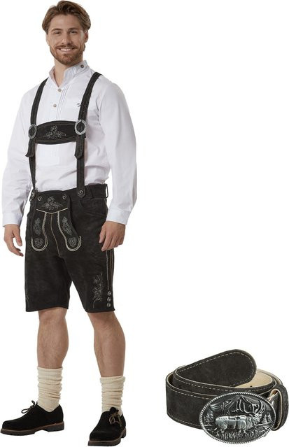 tectake Lederhose Jannis, Leder, Schwarz - Bild 1