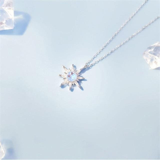 Halskette 925 Silber, Mondstein, Stern Anhänger, Damen - Bild 1