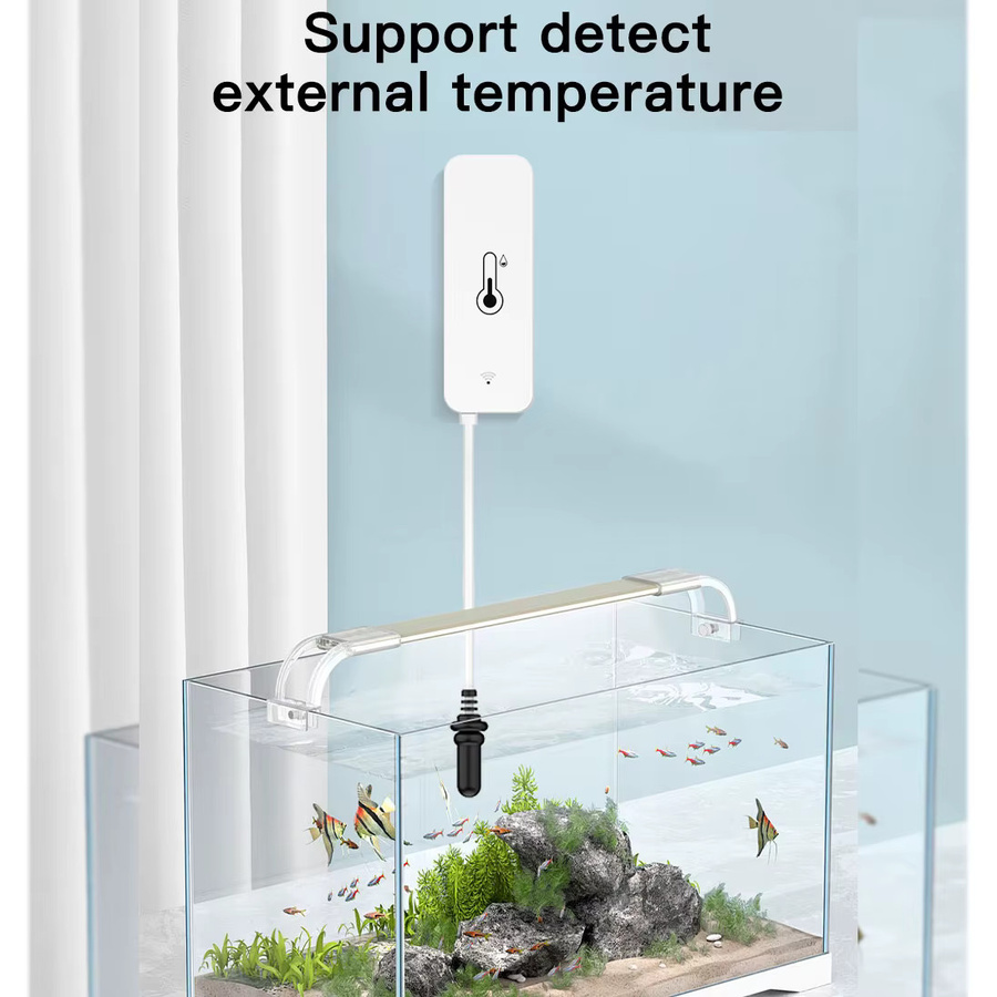 Tuya WiFi Temperatur- und Feuchtigkeitssensor mit externer Sonde von ALARMEST, Farbe: Weiß, Smart Home Hygrometer zur APP-Überwachung für Pflanzen und Aquarien - Bild 3