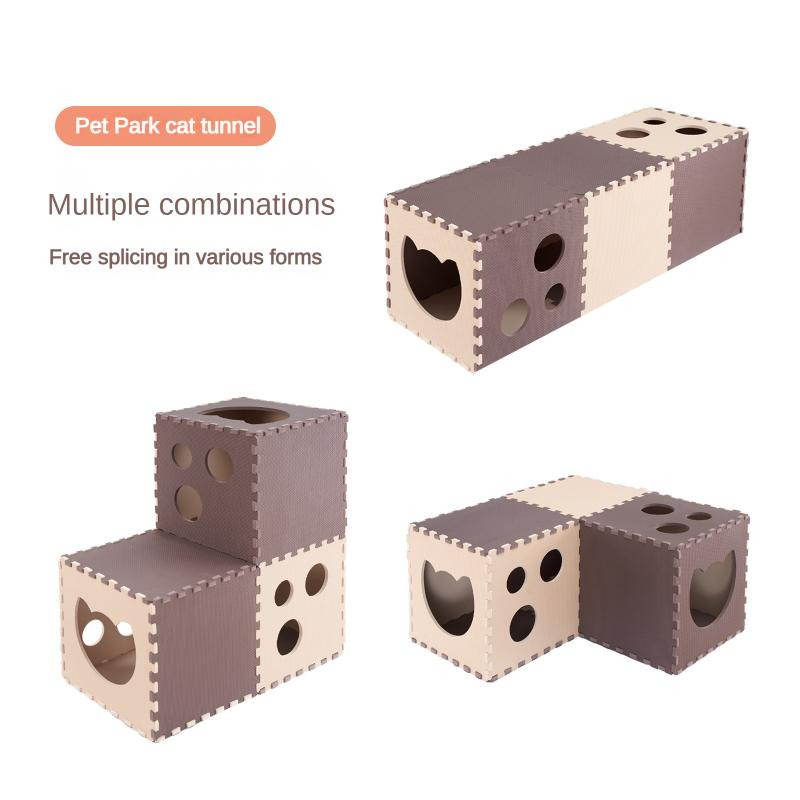 Yiran Furniture Doppelschichtiger Katzentunnel aus Filz, faltbares Katzenkratzbrett und interaktives Katzenhaus, B/T/H: 30 x 30 x 14 cm - Bild 2